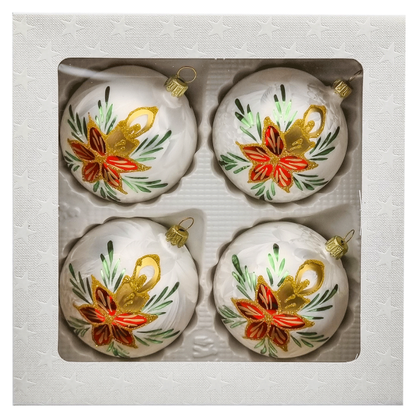 Christbaumkugel-Set - Christstern - 4 Stk - 8cm Kugeln
