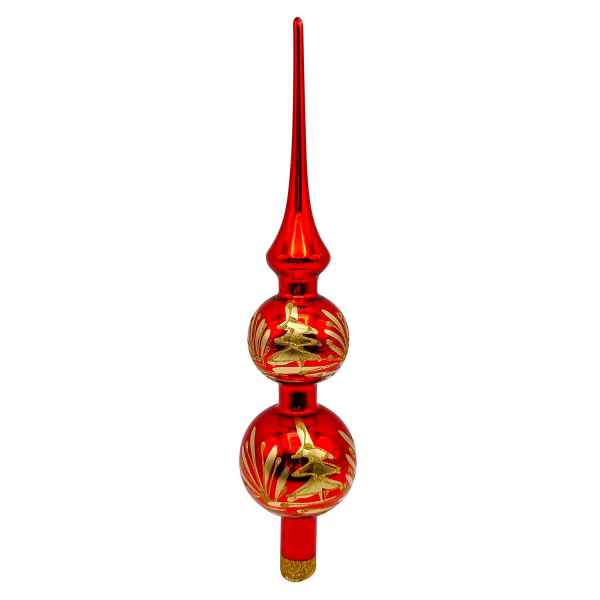 Spitze - rot glanz - mit Winterlandschaft in gold - Kugeln 5/6cm