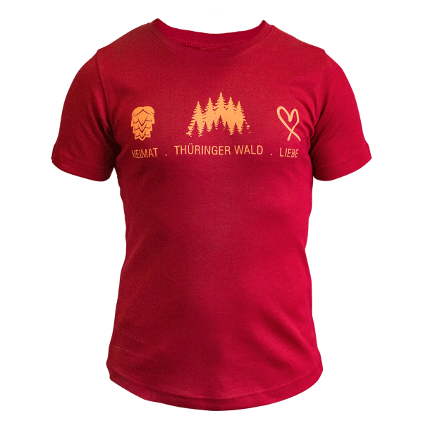 T-Shirt Frauen bordeaux, Heimat. Thüringer Wald. Liebe koralle