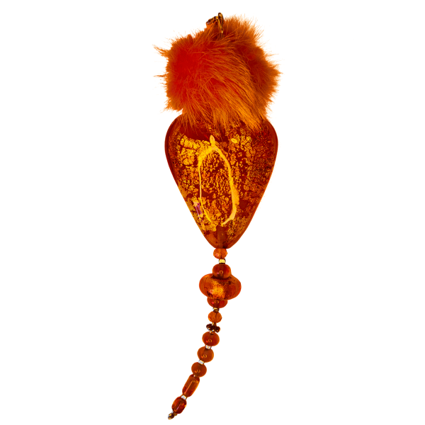 Kuschelherz Orange mit Glasperlen
