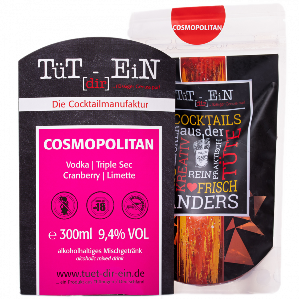 Cosmopolitan - Cocktail mit Vodka und Orangenlikör von Tüt dir ein