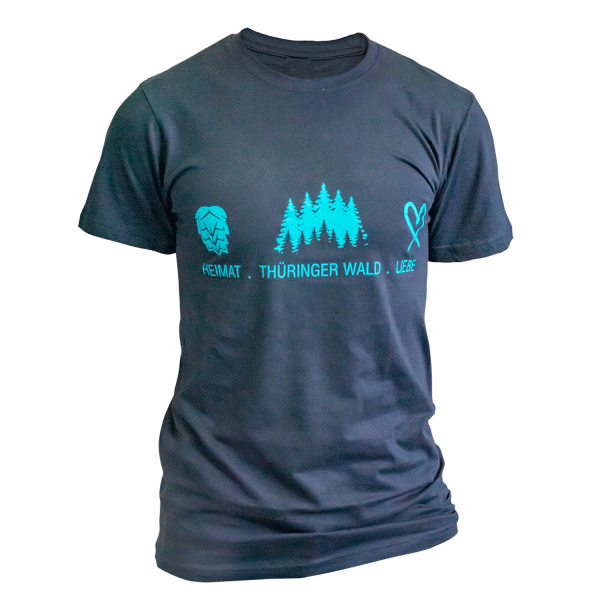 T-Shirt Männer navy, Heimat.Thüringer Wald. Liebe tyrkis