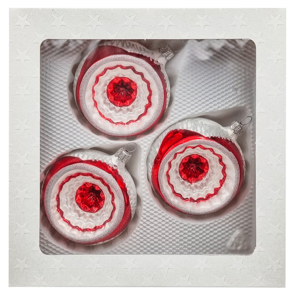 Christbaumkugel-Set - Feuer und Eis - mit reflex - 3 Stk - 8cm Kugeln