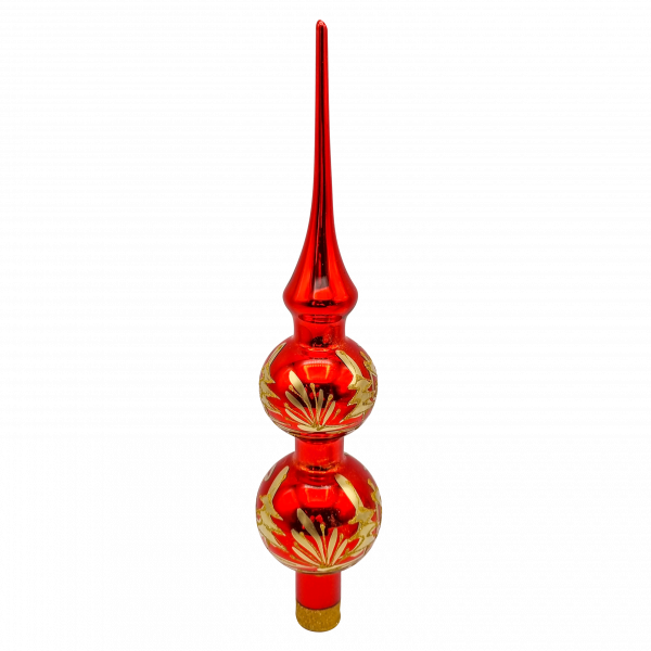 Spitze - rot glanz - mit Winterlandschaft in gold - Kugeln 6/8cm
