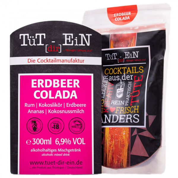 Erdbeer Colada - Cocktail mit Rum, Kokoslikör und Erdbeersaft von Tüt dir ein