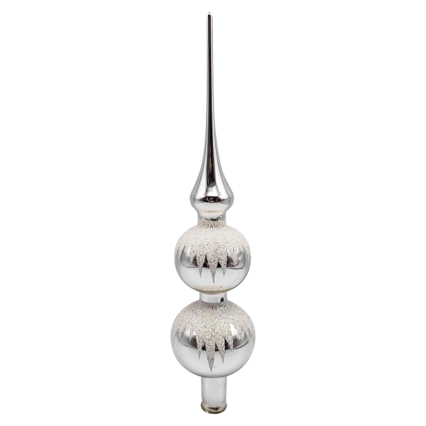 Spitze - silber mit Glimmerdach - Kugeln 5/6cm