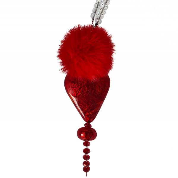 Kuschelherz Rot mit Glasperlen