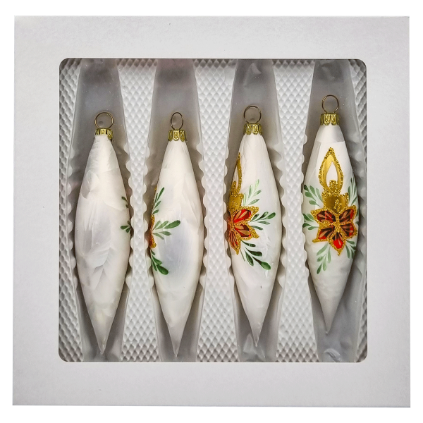 Christbaumkugel-Set - Christstern - Olive - 4 Stk