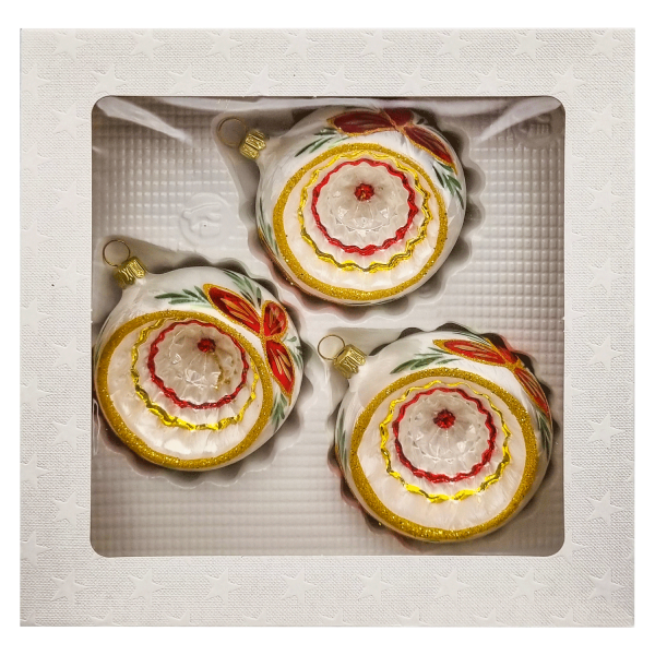 Christbaumkugel-Set - Christstern - mit reflex - 3 Stk - 8cm Kugeln