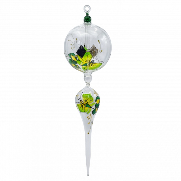 Lichtmühle "Schmetterling" - Kugelform mit Tropfen zum hängen - grün