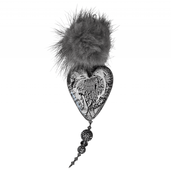 Kuschelherz Schwarz mit Glasperlen