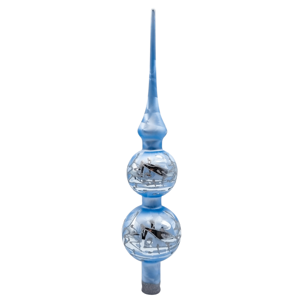 Spitze - Eisblau - mit Winterlandschaft - Kugel 5/6cm